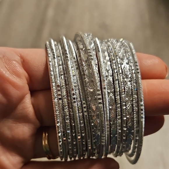 Pink and Silver Bangle Set - Picture 4 of 4